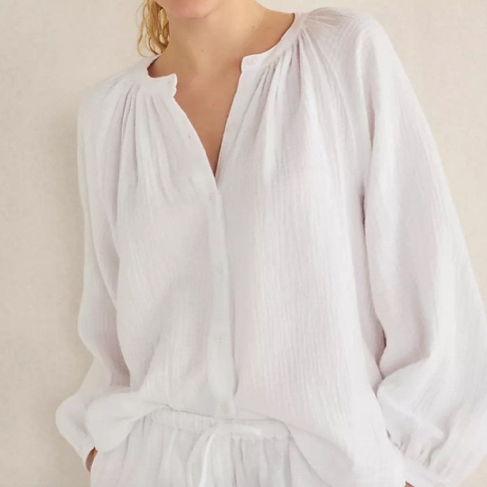 Loft Haven Well Within Organic Cotton Gauze Long Sleeve Top